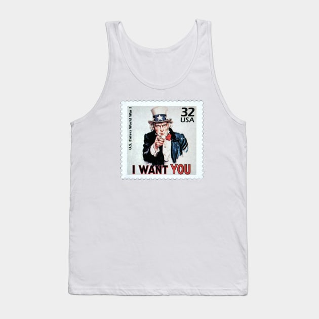 Uncle Sam "I Want You" Postage Stamp Tank Top by VintCam